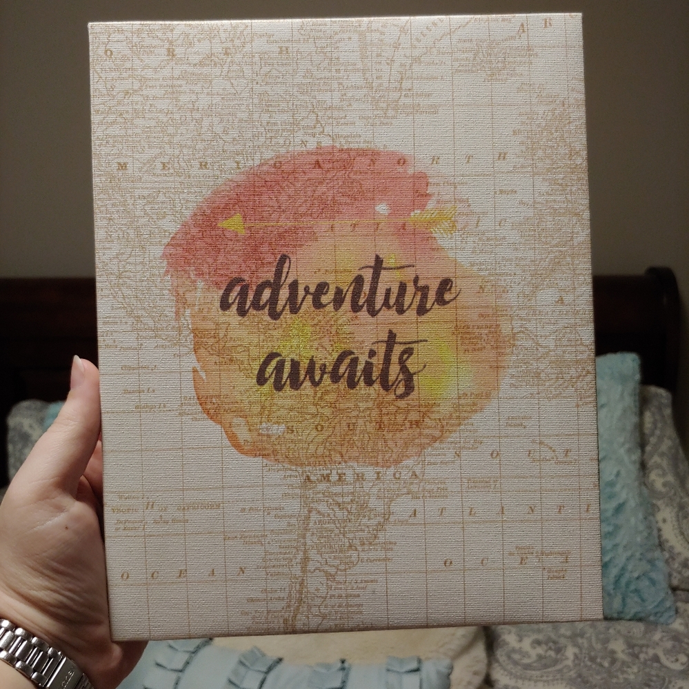 "Adventure Awaits" canvas decor